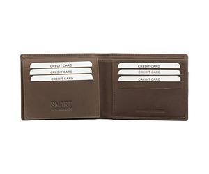 KORUMA RFID Wallet for Men - Contactless Gents Credit Card Holder - Black Genuine Soft Leather - SM-903HBR (Brown)