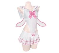 KORURACLUB Sailor Bunny Cosplay Costume for Women Bunny Bodysuit Sexy Open Back Anime Fancy Dress for Halloween, Comic Con & Role Play(White XS-M)