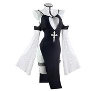KORURACLUB Sexy Nun Outfit Anime Cosplay Lingerie Maid Outfit Halloween Sexy Adult Costume Nun Dress(Black L-XL)