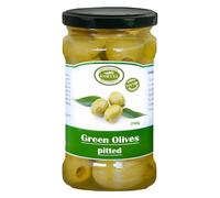 KORVEL Premium Green Pitted Chalkidiki Olives | Exceptional Appetizers, Essential Ingredient in Healthy Cuisine | Rich in Antioxidants and Fiber | Hand Picked Olives (290g / 10.2oz)