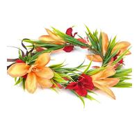 KorViSHOW Hawaiian Leis Flower Crown - Tropical Floral Headband Hawaii Headpiece Lei Luau Costume Hair Accessories, Orange Red, 1 Count (Pack of 1)