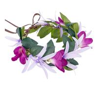 KorViSHOW Hawaiian Tropical Flower Crown, Purple Hawaii Floral Headpiece, Handmade Tropical Flower Headband with Ribbon for Girls Women Lei Hula Dress Up Hair Accessories Beach Vacation Decorations