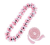 KorViSHOW Kukui Nut Lei Set, 2 Pcs Graduation Leis Kukui Nut Beads Necklaces and Graduation Ribbon Lei for 2026 Graduate, ribbon, No Gemstone