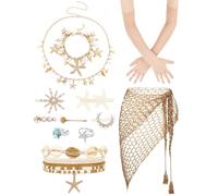 KorViSHOW Mermaid Costume for Women, Summer Accessories Set, Boho, White