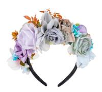 KorViSHOW Mexican Flower Crown Headband - Blue Day of The Dead Floral Rose Headpiece Halloween Cinco De Mayo Hair Accessories for Women Girls Dia De Los Muertos Day of The Dead Cosplay Party
