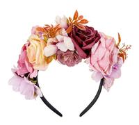 KorViSHOW Mexican Rose Flower Headband - Mexican Flower Headpiece Dia De Los Muertos Floral Crown for Women Girls Fiesta Halloween Easter Mardi Party Cosplay Costume Hair Accessories