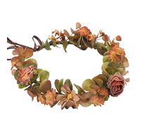 KorViSHOW Orange Flower Crown Headband - Artificial Brown Rose Floral Headpiece Fairy Woodland Flower Hair Accessories for Women Girls Maternity Birthday Renaissance Cosplay Photo Shoot