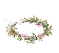 KorViSHOW Pink Flower Crown Headband, Artificial Daisy Flower Headpiece, Adjustable Fairy Floral Headband for Women Girls Renaissance Birthday Bride Wedding Festivals Party Photo Props