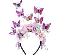 KorViSHOW Purple Butterfly Fascinator Headband - Monarch Flower Crown Headpiece Tea Party Fascinator Headbands Butterfly Hair Accessories for Women Lady Kentucky Halloween Carnival Costume Headwear