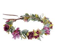 KorViSHOW Purple Flower Crown Headband - Fairy Woodland Floral Headbands Forest Rose Flower Headpiece for Women Renaissance Accessories Birthday Wedding Vacation Ren Faire Cosplay Photo Shoot