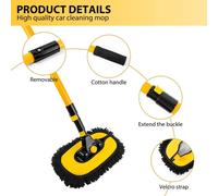 KORVIXA 15° Curved Telescopic Car Wash Brush in Yellow | Size: 100 cm x 15 cm KORVIXA Yellow 100 cm x 15 cm