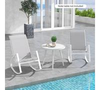 KORVIXA 2 Pcs Patio Rocking Chairs Outdoor Sling Fabric Rockers in Grey | Size: 100 cm KORVIXA Grey 100 cm