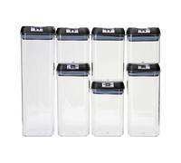 KORVIXA 7pc Black Airtight Food Storage Container Set in Clear | Size: 0.6m2 KORVIXA Clear 0.6m2