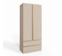 KORVIXA Beige 2 Door 2 Drawer Wardrobe with Hanging Rail | Size: 100 cm x 100 cm KORVIXA Beige 100 cm x 100 cm