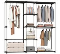 KORVIXA Black Clothes Wardrobe with 8 Shelves | Size: 900mm KORVIXA Black 900mm