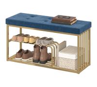 KORVIXA Dark Blue Upholstered Tufted Shoe Rack Bench | Size: 900mm KORVIXA Blue 900mm