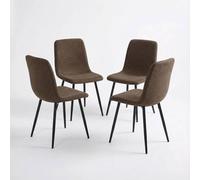 KORVIXA Dark Brown Pack of 4 Dining Chairs Sand | Size: 100 cm x 100 cm KORVIXA Brown 100 cm x 100 cm