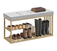 KORVIXA Grey Upholstered Tufted Shoe Rack Bench | Size: 900mm KORVIXA Grey 900mm