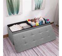 KORVIXA Light Grey 110*38*38cm Extra Large Ottoman Storage Seat Stool | Size: 100 cm KORVIXA Light Grey 100 cm
