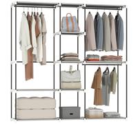 KORVIXA Light Grey Clothes Wardrobe with 8 Shelves | Size: 900mm KORVIXA Grey 900mm