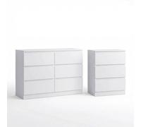 KORVIXA Matt White 2 Piece Bedroom Storage Furniture Set | Size: 100 cm x 100 cm KORVIXA White 100 cm x 100 cm