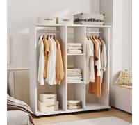 KORVIXA Mobile Double Open Wardrobe in White | Size: 100 cm KORVIXA White 100 cm