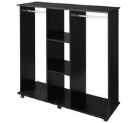 KORVIXA Mobile Double Open Wardrobe w/ Clothes Hanging Rail Colthing in Black | Size: 100 cm x 100 cm KORVIXA Black 100 cm x 100 cm