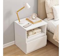 KORVIXA Modern Home Bed Side Cabinet 1 Drawer Beside Chest-32x30x41cm in White | Size: 30 cm KORVIXA White 30 cm
