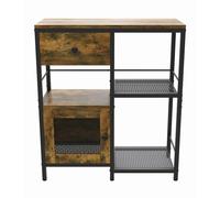 KORVIXA Retro Kitchen Cabinet Cupboard Storage Rack Sideboard in Brown KORVIXA Brown