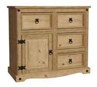 KORVIXA Small Sideboard 1 Door 4 Drawer in Brown | Size: 100 cm x 100 cm KORVIXA Brown 100 cm x 100 cm