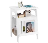 KORVIXA White Classic Wooden End Table with Cat Bed | Size: 100 cm x 100 cm KORVIXA White 100 cm x 100 cm