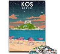 Kos Greece at Night Jigsaw Puzzles 1000 Pieces for Adults Teens, Stress Reliever Staycation Kill Time Enhance Love between Couples 1000pcs(50x75cm)