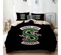 KOSALAER Beige Duvet Cover Set,Riverdale - South Side Serpents,Decorative 3 Piece Bedding Sets with 2 Pillow Shams,Ultra Soft Quilt Cover Double Size 200x200cm