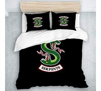 KOSALAER Duvet Cover Set - Riverdale South Side Serpents - Decorative 3 Piece Bedding Set with 2 Pillow Shams,Single size(135 * 200cm)