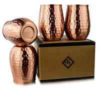Kosdeg Copper Cups 16 Oz set of 4 - The Perfect Pure Copper Tumbler for Water - A New Way to Enjoy Wine - Better Than Glasses Plastic