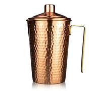Kosdeg - Copper jug with lid - 48 oz - Drink more water, reduce your sugar intake and enjoy the health benefits - Pure Copper Handmade Hammered Jug, the Best Bedside Decanter - Heavy