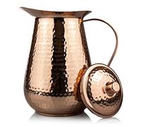 Kosdeg Copper Pitcher With Lid - - 68 Oz - Drink More Water, Lower Your Sugar Intake And Enjoy The Health Benefits - Pure Copper Handmade Hammered Jug, The Best Bedside Carafe - Heavy Gauge
