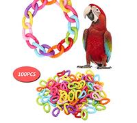 KOSDFOGE 100Pcs Plastic Bird C Clips Hooks Chain Links DIY Parrot Toys Mix Color for Small Parrots Parakeets and Other Small Animals