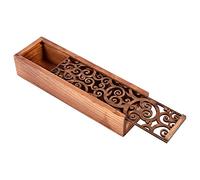KOSDFOGE Large Wooden Pencil Case, Vintage Brown Storage Box with Removable Lid, Pen Holder for Pens Pencils Jewelry Cosmetic, Grass Pattern