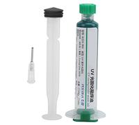 KOSDFOGE Solder Mask Ink, Green UV Curing Solder Resist Ink 10cc with Pusher Needle for PCB Soldering