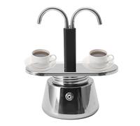 KOSDFOGE Stovetop Espresso Maker, 2 Cup Stainless Steel 100ML Moka Pot Double Head Stainless Steel Mocha Coffee Pot Italian DIY Conduit Coffee Maker