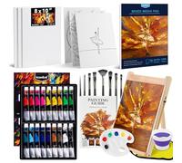 Koseibal Acrylic Painting Kit - 37PCS Set with 18 Colors, 8 Brushes, 6 Canvas Panels, Wooden Easel, Palette, Painting Pad, Cleaning Cup, Cloth - for Kids & Adults