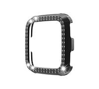 KOSHANE For Fitbit versa/versa lite PC Double-Row Diamond-Encrusted Protective Shell(Black) (Color : Gold)