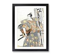 Koshiro As A Samurai By Katsukawa Shunsho Asian Japanese Framed Wall Art Print, Ready to Hang Picture for Living Room Bedroom Home Office Décor, Black A4 (34 x 25 cm)