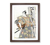 Koshiro As A Samurai By Katsukawa Shunsho Asian Japanese Framed Wall Art Print, Ready to Hang Picture for Living Room Bedroom Home Office Décor, Walnut A2 (64 x 46 cm)