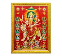 Koshtak durga maa/ambe/sherawali/nav durga maa / 9 Form on tiger photo frame with Laminated Poster for puja room temple Worship/wall hanging/gift/home decor (30 x 23 cm)
