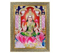 Koshtak laxmi / lakshmi Mata on lotus with gold dhan money Photo Frame with Unbreakable Glass for Wall Hanging/Gift/Temple/puja Room/Home Decor and Worship