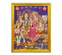 Koshtak Shiv Parivar/Shiva Parvati Ganesh & Kartikeya ji Photo Frame With Glossy Lamination On Poster With Golden Frame For Puja Room/Temple/Wall Hanging/Gift/Home Decor/Worship Size 30cm x 23cm…..
