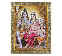Koshtak Shiva Parvati with Ganesh and kartikeya ji/Shiv parivar Photo Frame with Unbreakable Glass for Wall Hanging/Gift/Temple/puja Room/Home Decor and Worship