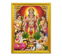 Koshtak Sri Satyanarayan Swamy Giving Blessing Photo Frame With Glossy Lamination On Poster With Golden Frame For Puja Room/Temple/Wall Hanging/Gift/Home Decor/Worship Size 30cm x 23 cm…..